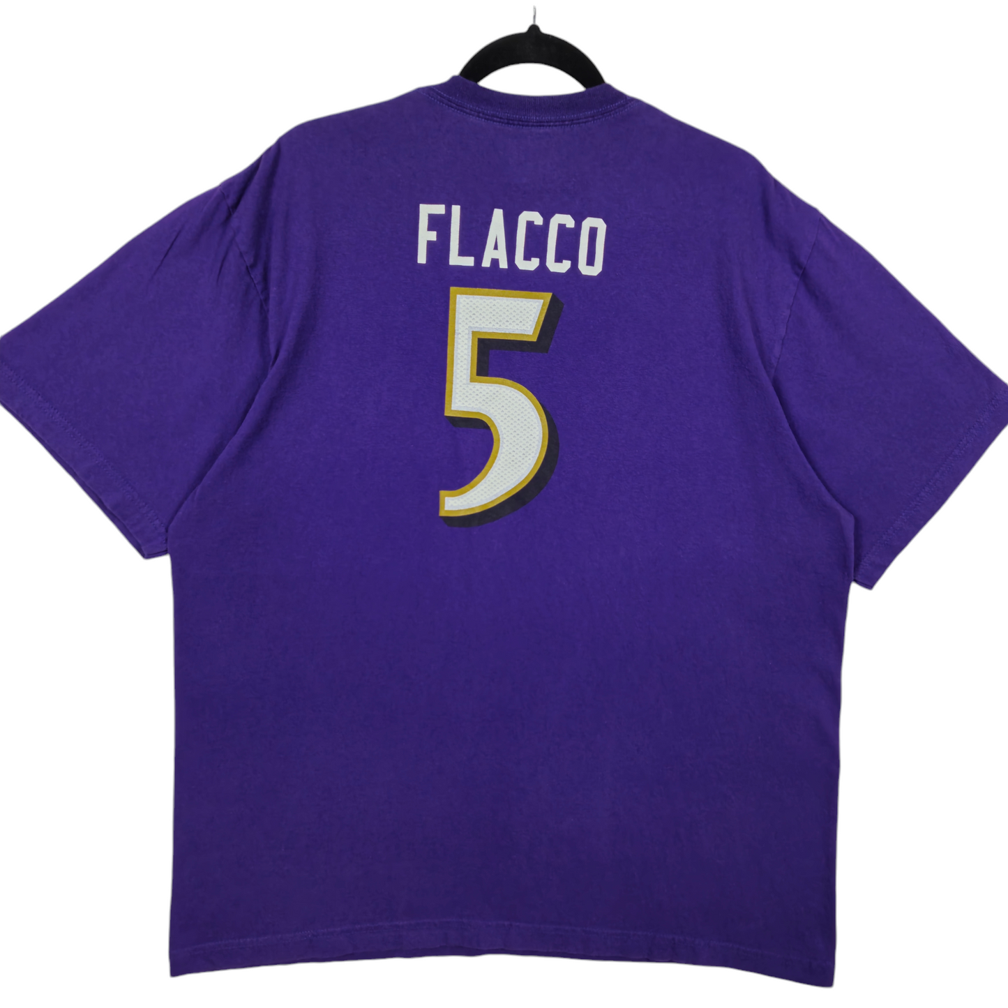 Reebok NFL Baltimore Ravens Purple Flacco 5 Cotton Tee Shirt Size XL