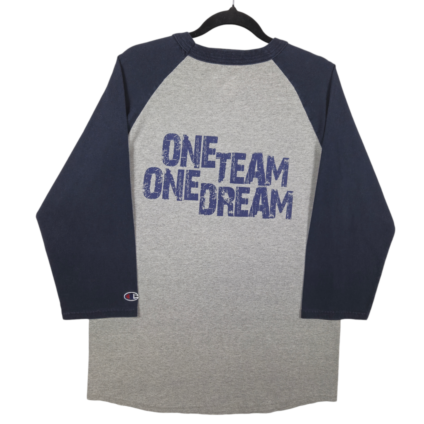 Champion Grey & Dark Blue Rockets Long Sleeve Cotton Tee Shirt Size M