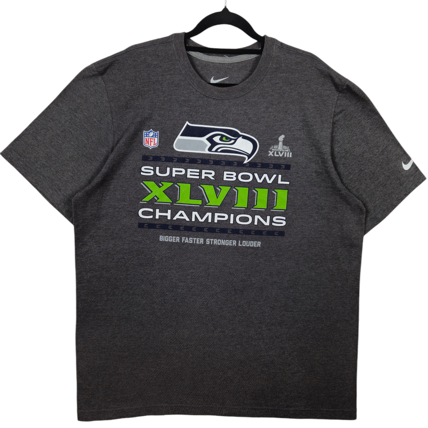 Nike NFL Seattle Seahawks Grey 2018 Superbowl Champions Tee Shirt Size XL