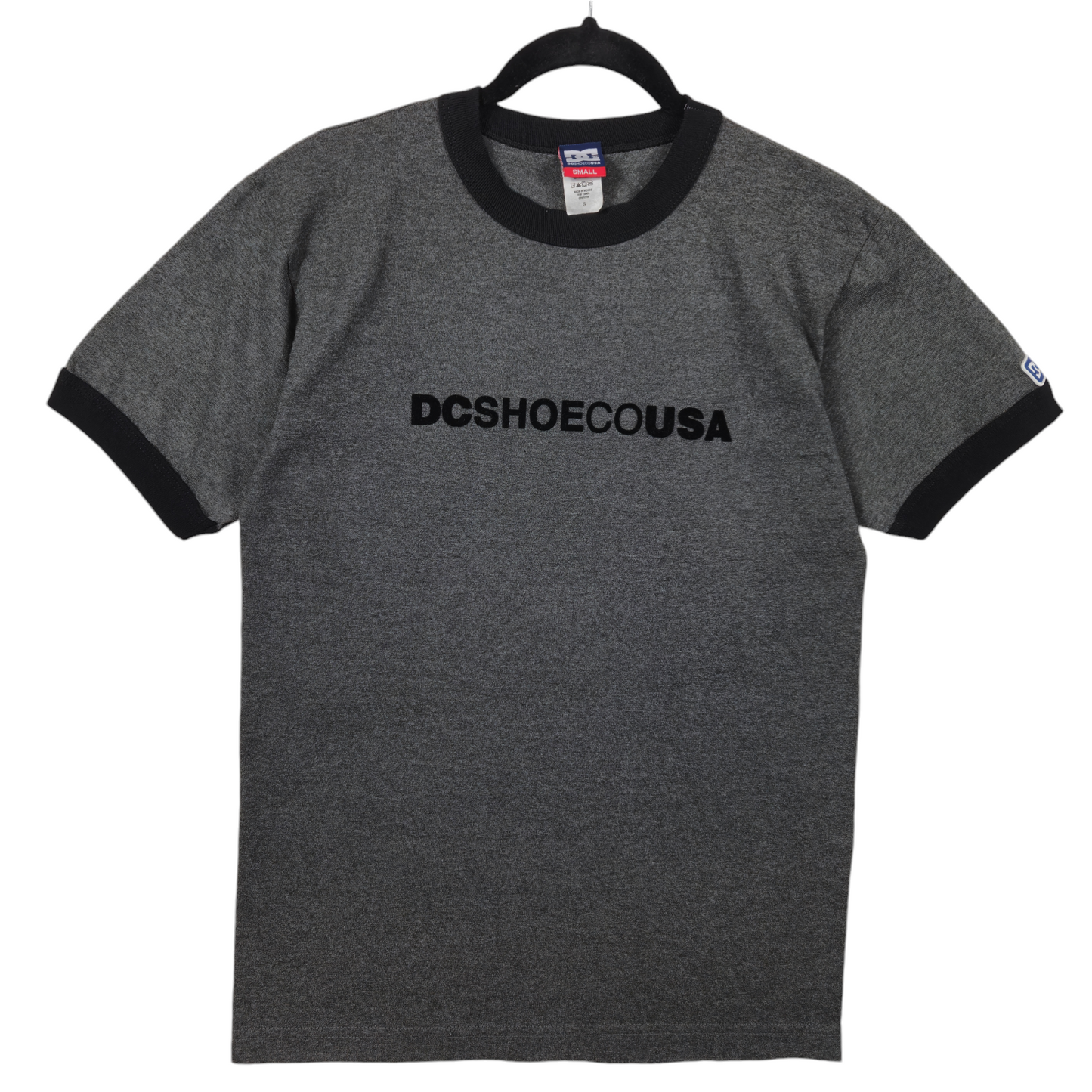 Vintage DC Shoes USA Grey Felt Textured Cotton Tee Shirt Size S