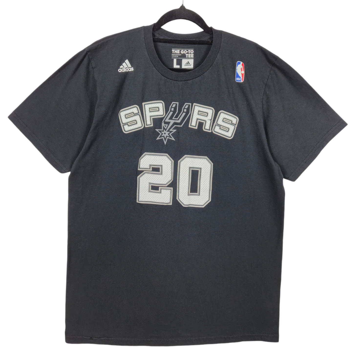 Adidas NBA Los Spurs Ginobli 20 Black Cotton Tee Shirt Size L