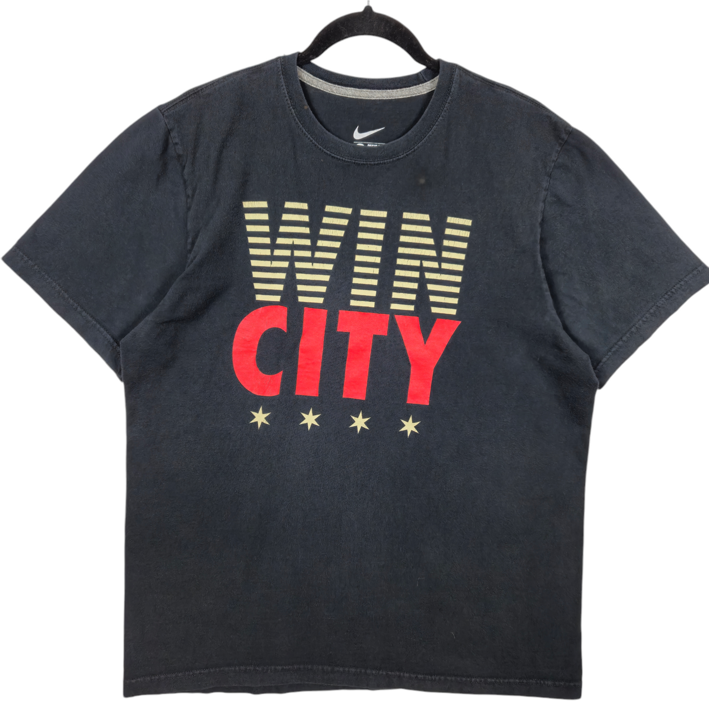 Nike Win City Black Regular Fit Cotton Tee Shirt Size L