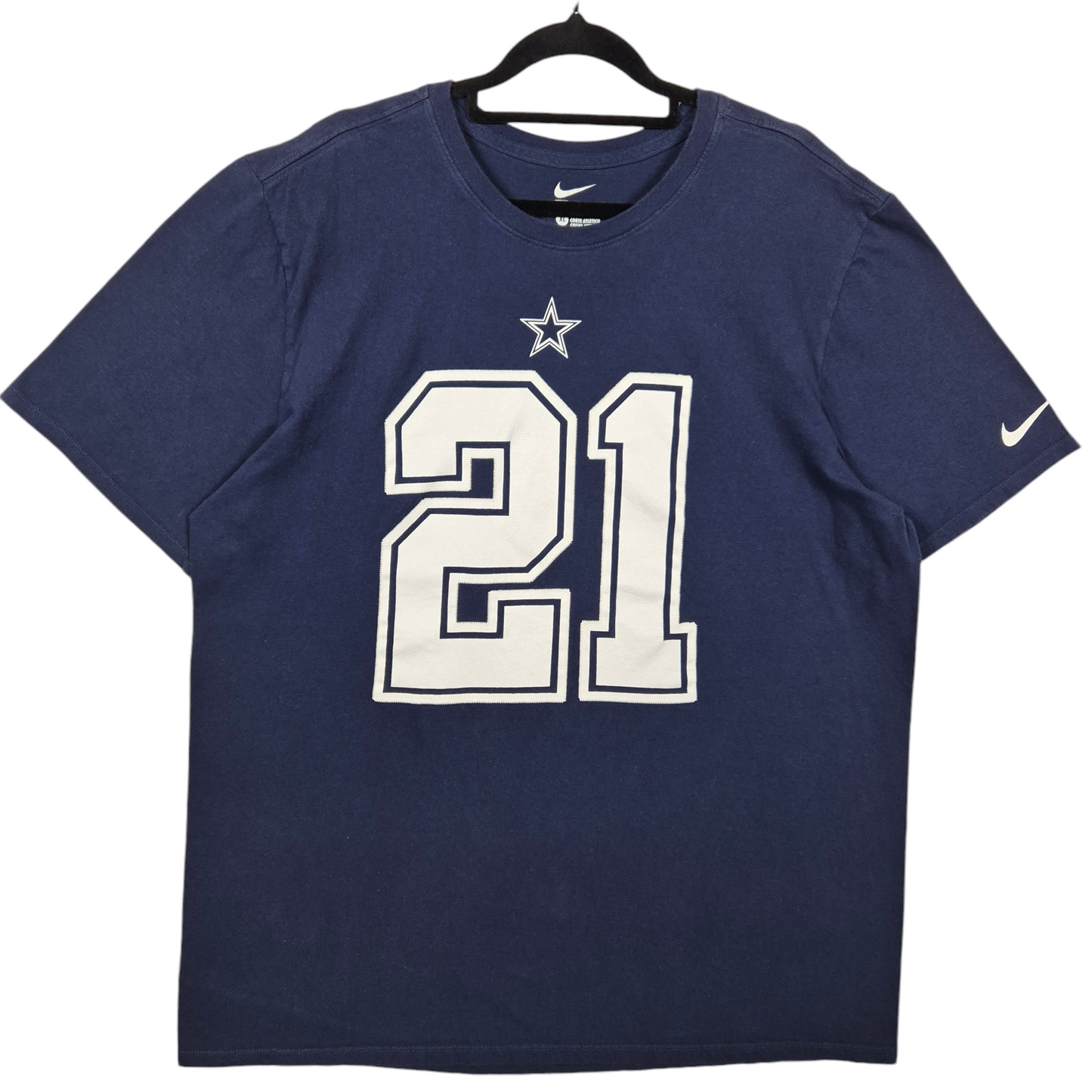 Nike NFL Dallas Cowboys Dark Blue Elliott 21 Athletic Cut Cotton Tee Shirt Size XL