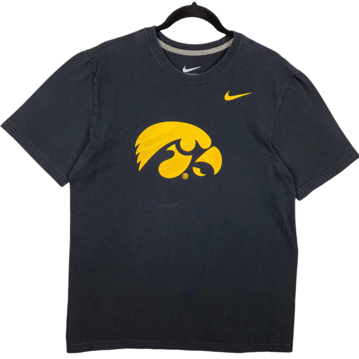 Nike Iowa Athletics Black Regular Fit Cotton Tee Shirt Size L
