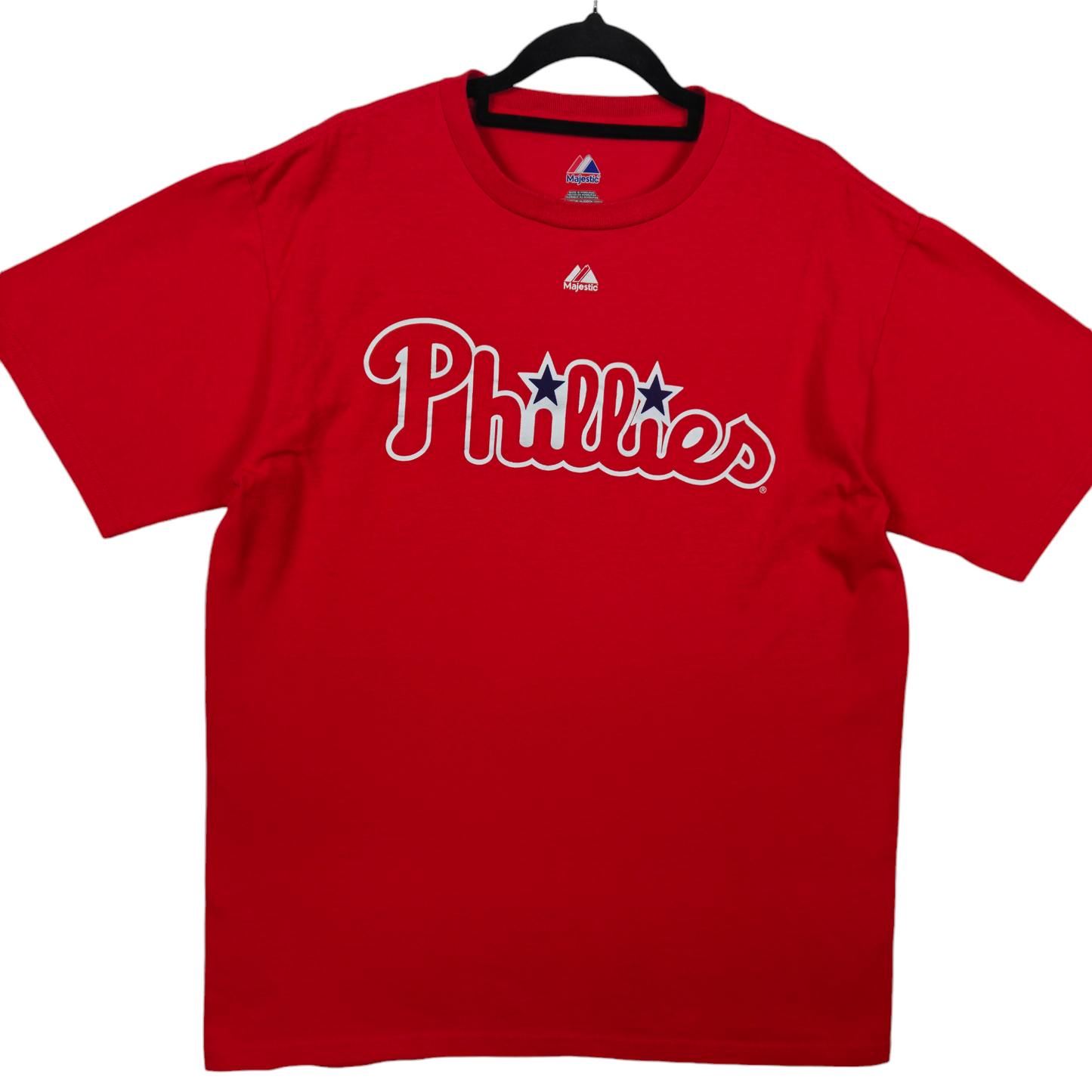 Vintage Majestic MLB Philadelphia Phillies Red Cotton Tee Shirt Size M