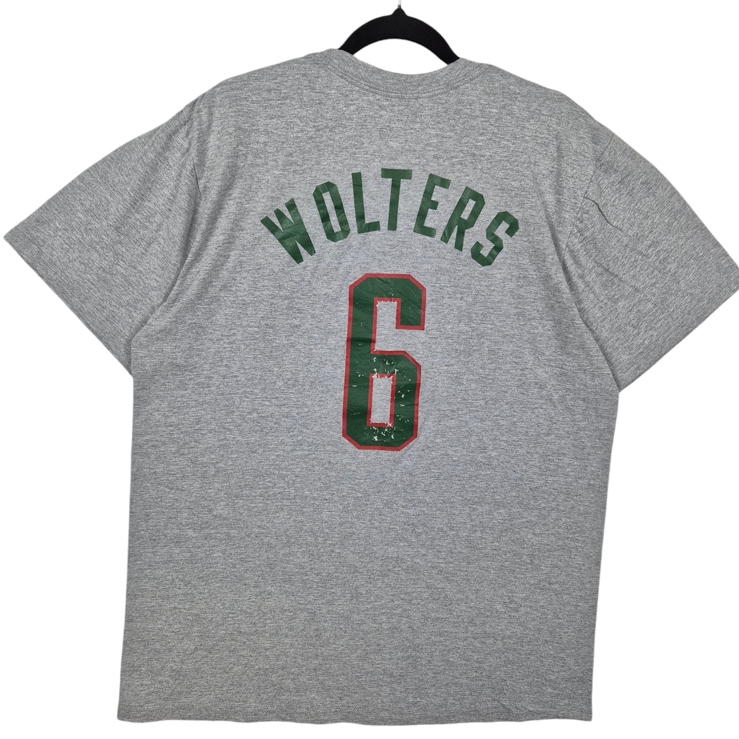 Adidas NBA Milwaukee Bucks Grey Wolters 6 Cotton Tee Shirt Size L