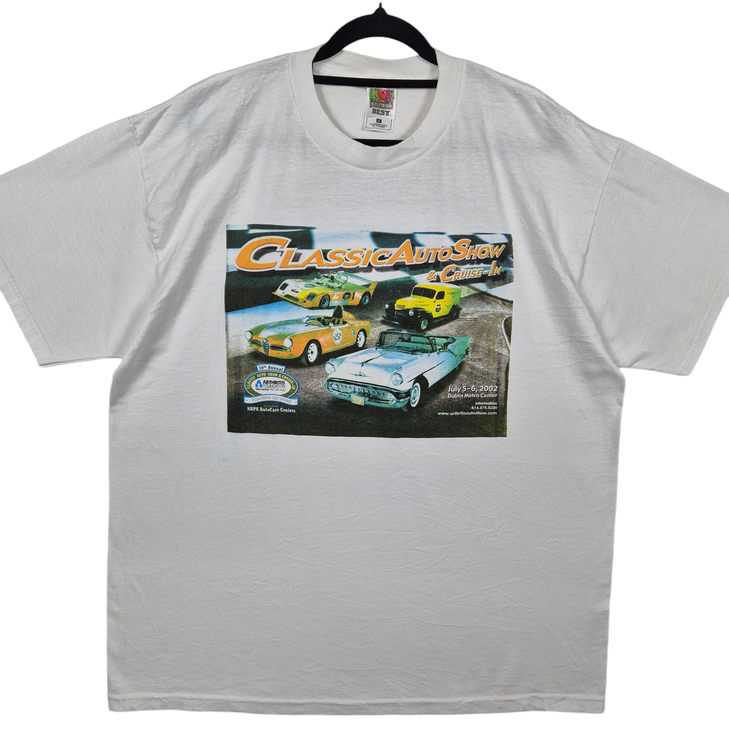 Vintage 2002 Classic Auto Show White Cotton Tee Shirt Size XL