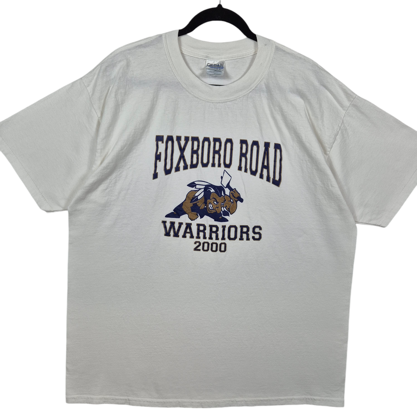 Vintage 2000 Foxboro Road Warriors White Cotton Tee Shirt Size XL