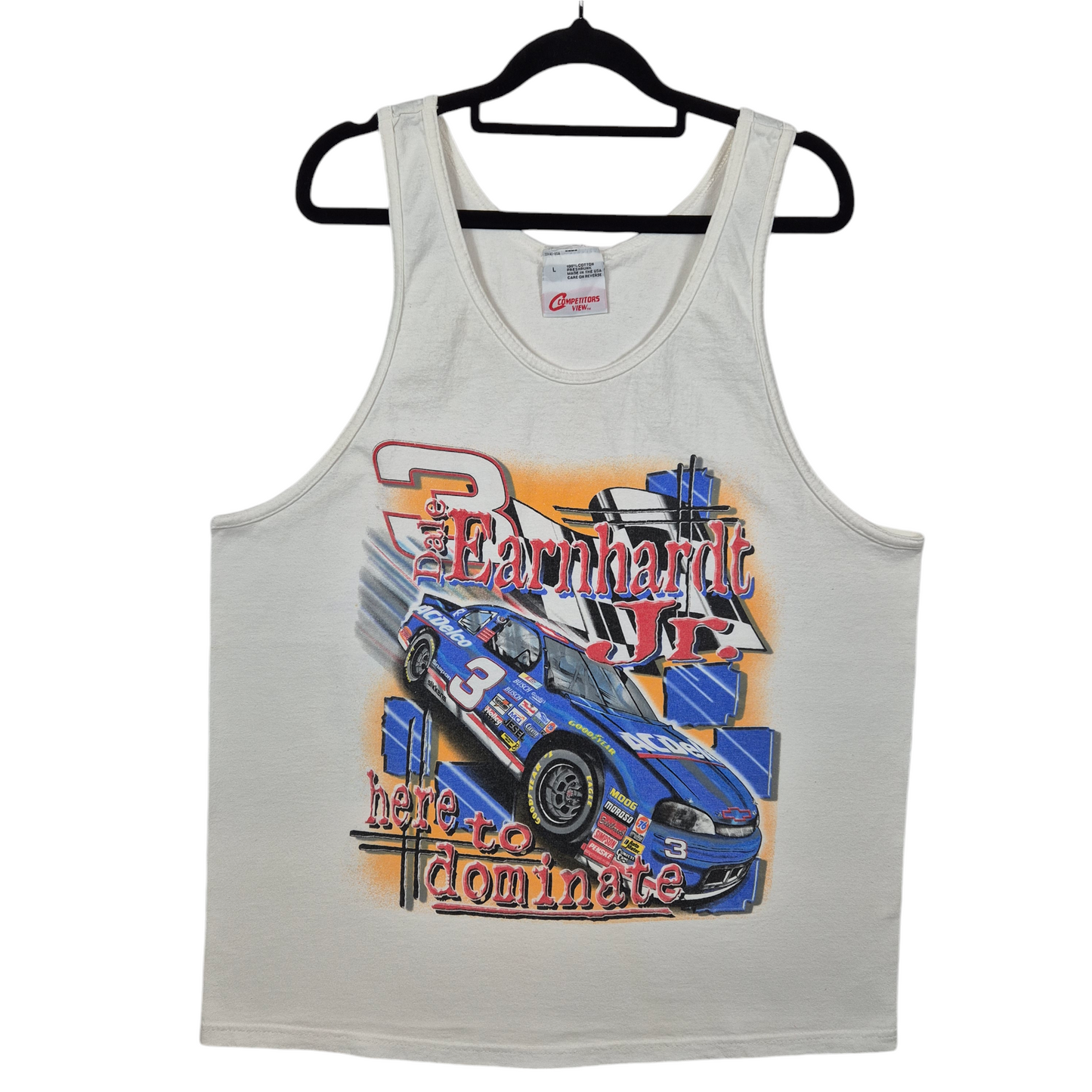 Vintage NASCAR Dale Earnhardt Jr. White USA Made Cotton Singlet Size L