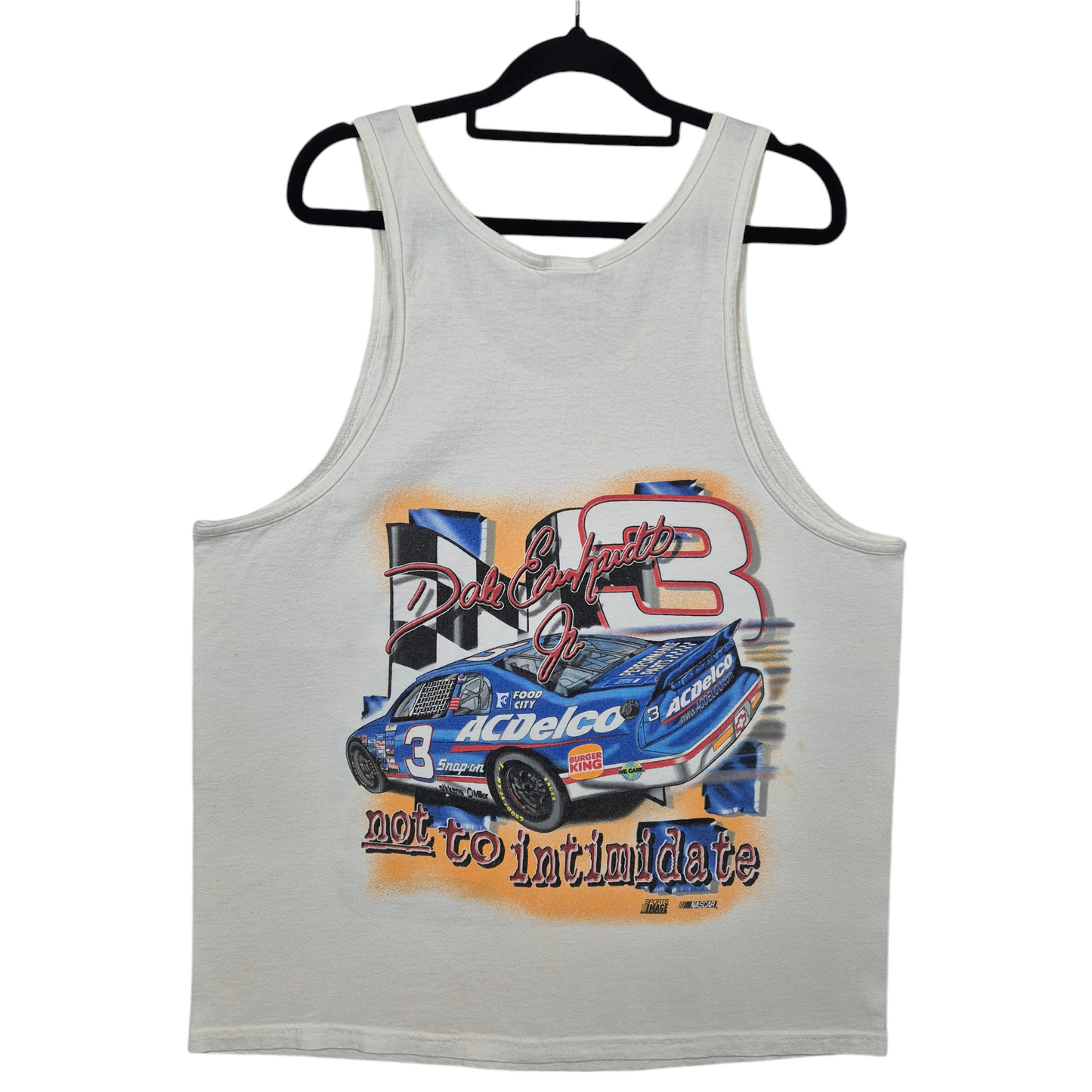 Vintage NASCAR Dale Earnhardt Jr. White USA Made Cotton Singlet Size L
