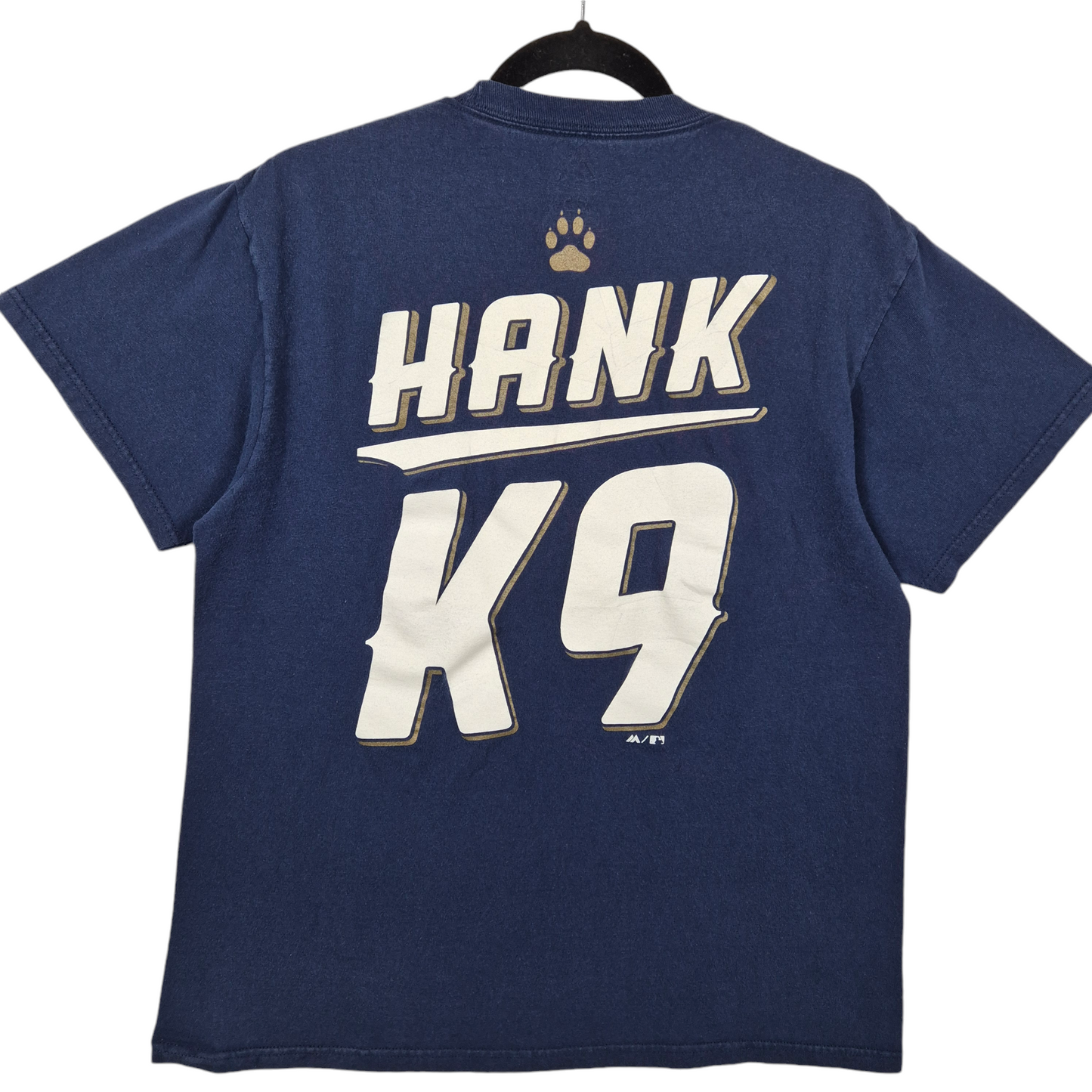 Majestic MLB Milwaukee Brewers Dark Blue Hank K9 Mascot Tee Shirt Size M