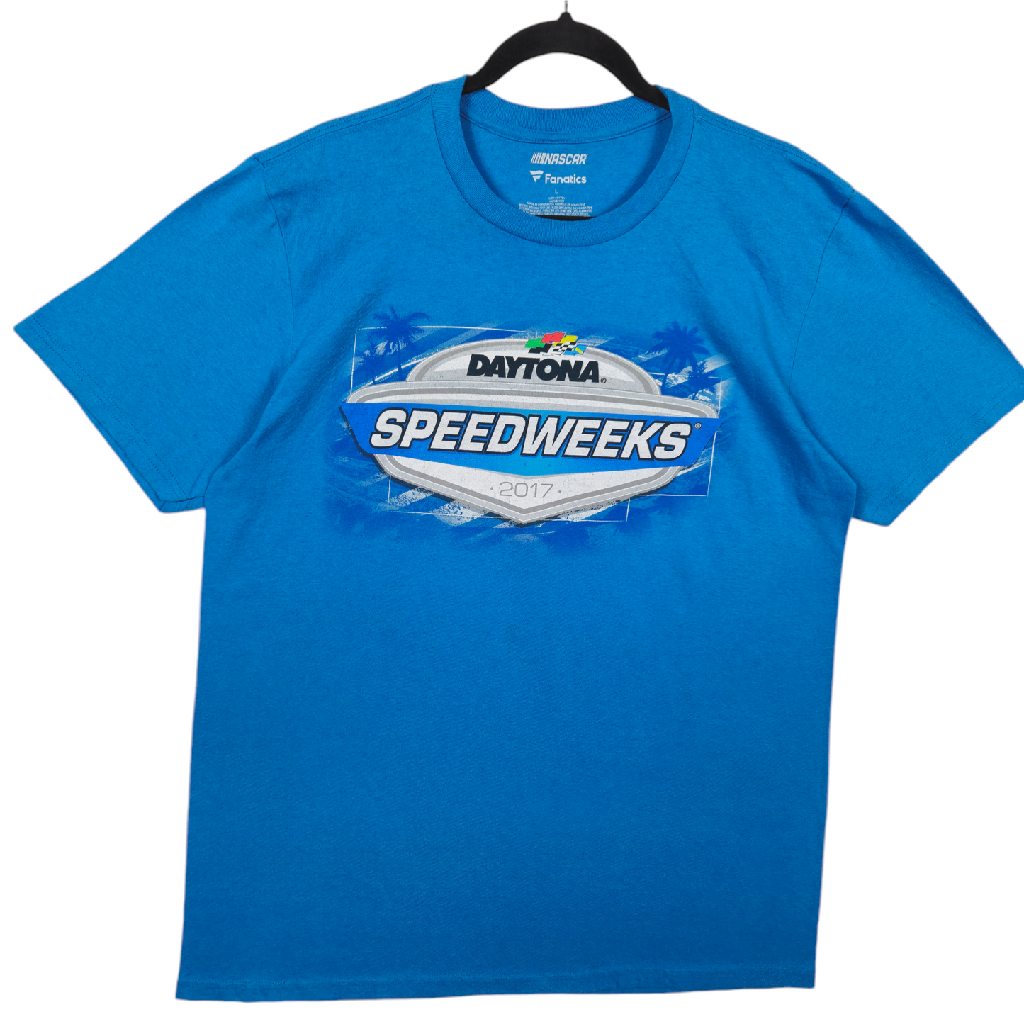Fanatics NASCAR Daytona Speedweeks 2017 Blue Stretch Tee Shirt Size L