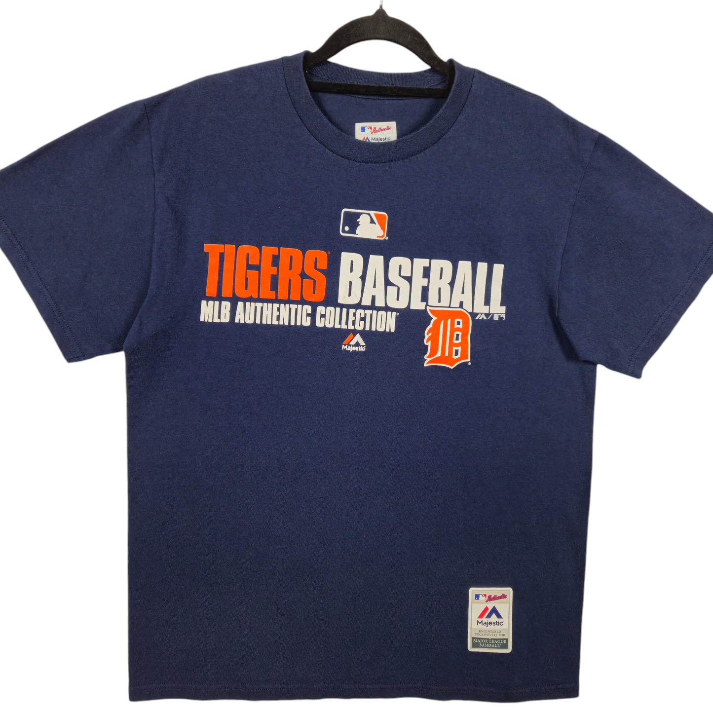 Majestic MLB Detroit Tigers Dark Blue Cotton Tee Shirt Size M