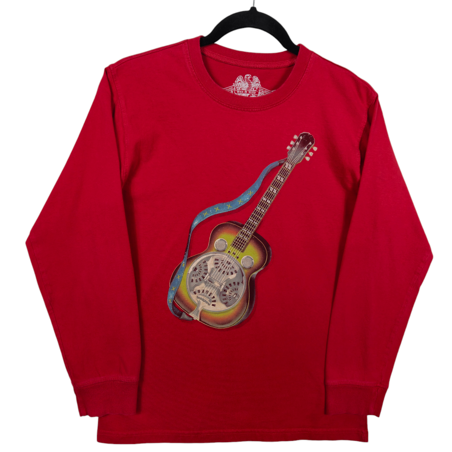 Wes & Willy Red Long Sleeve Music Tee Shirt Size Junior's L