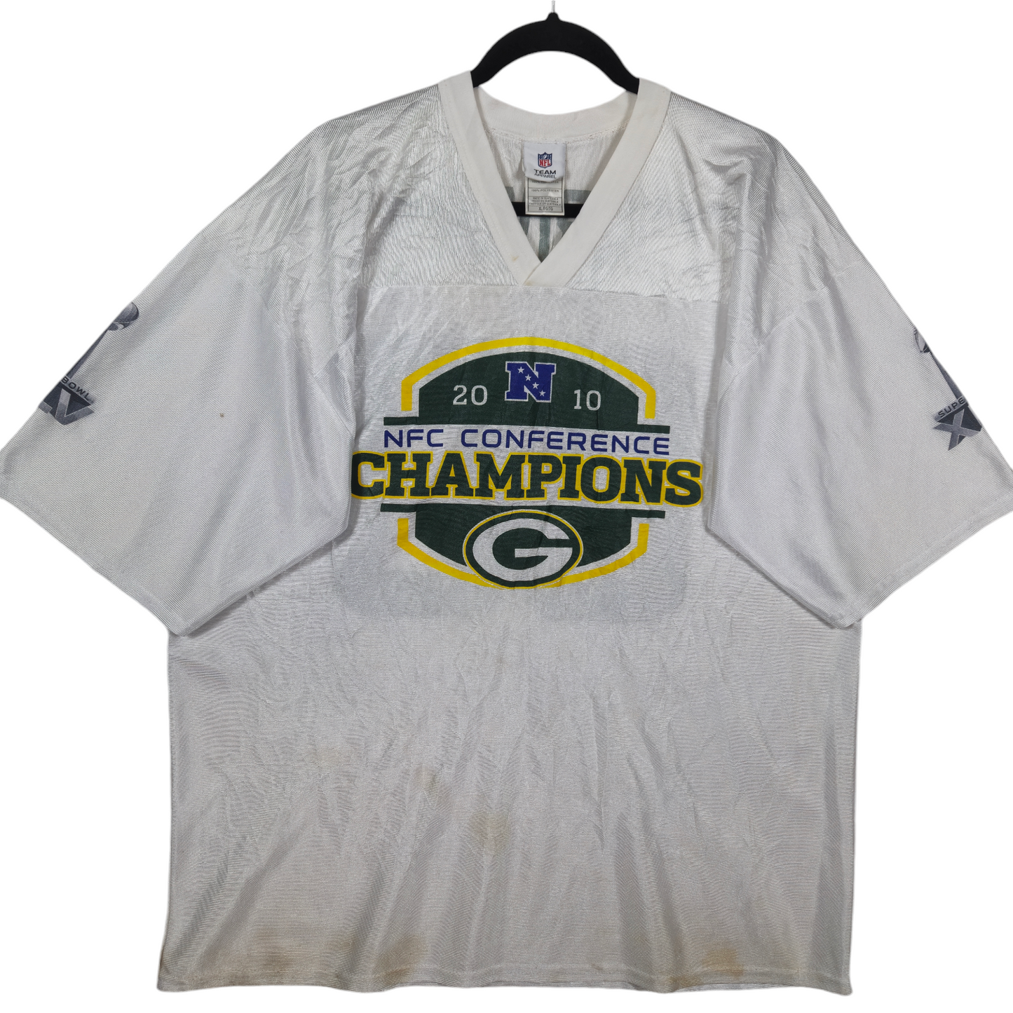 NFL Team Apparel Green Bay Packers White 2010 Driver 80 Team Jersey Size XL