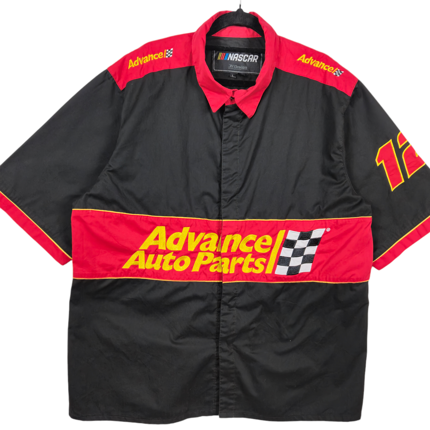 NASCAR Team Penske 12 Black & Red Button Racing Shirt Size L