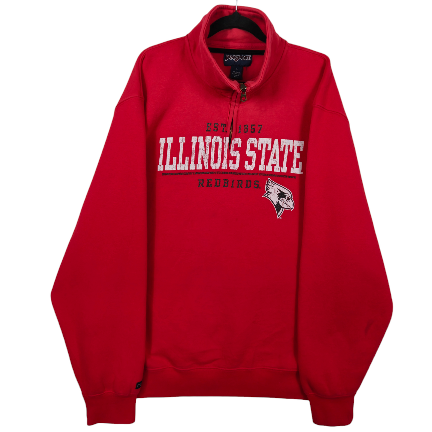 Vintage Illinois State Firebird Red Quarter Zip Sweater Size XL