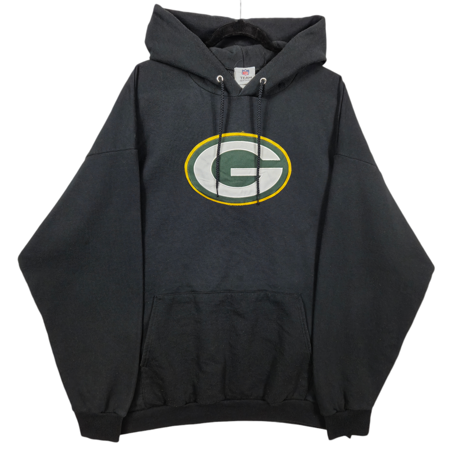 NFL Team Apparel Green Bay Packers Black Embroidered Hoodie Size 2XL