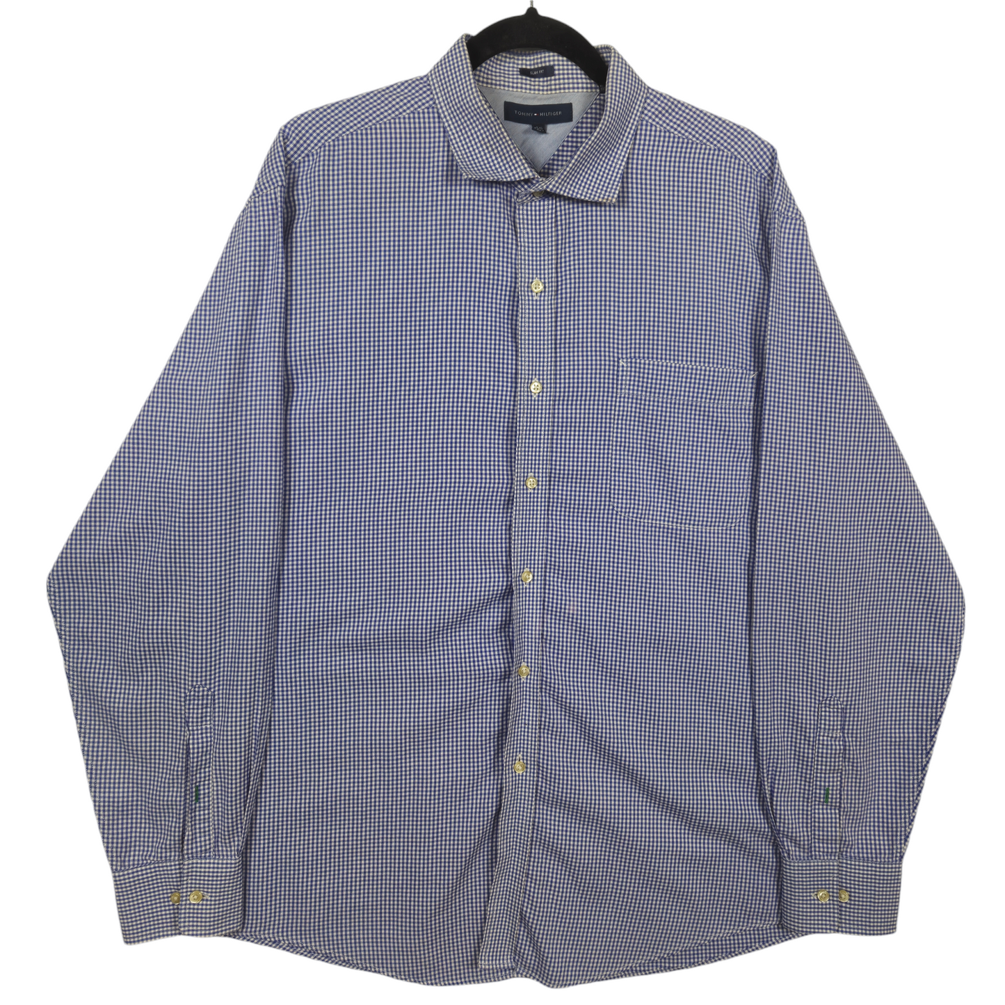 Tommy Hilfiger Blue & White Slim Fit Dress Shirt Size XL