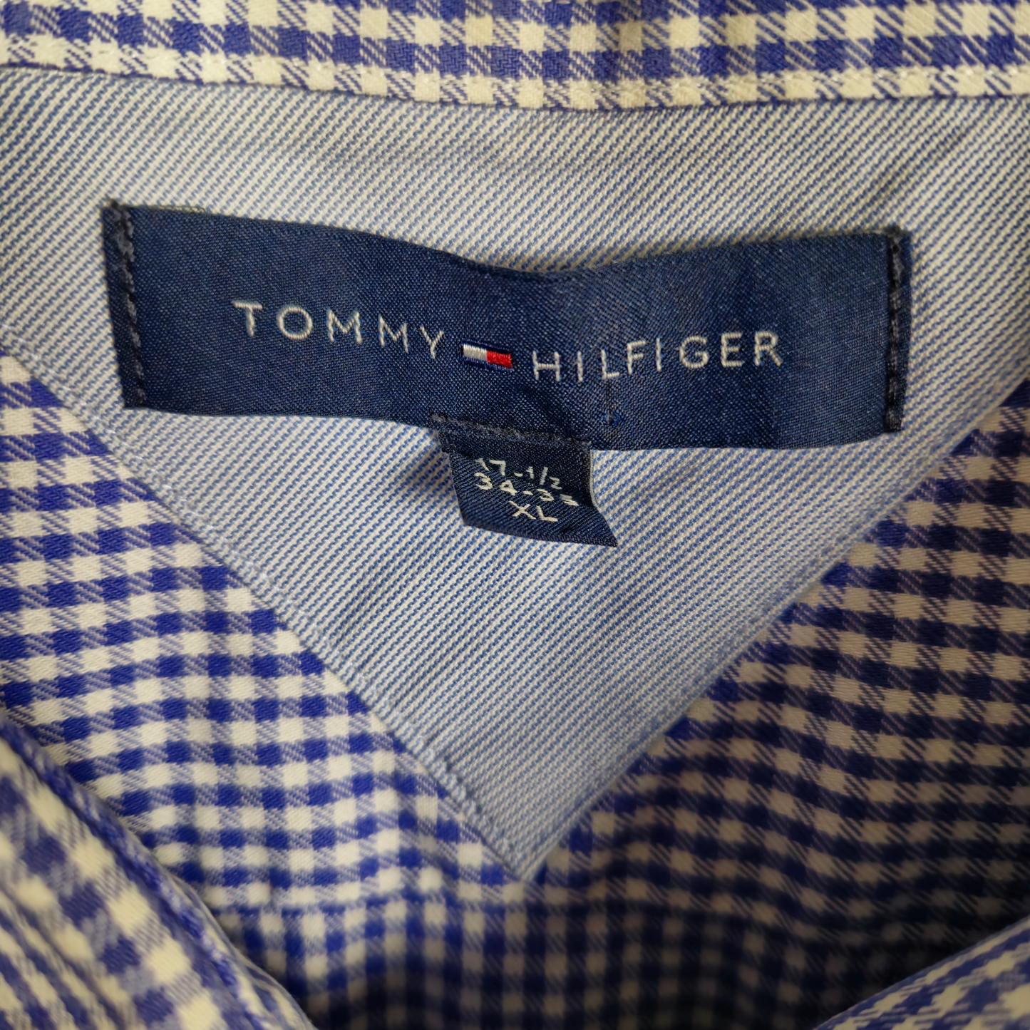 Tommy Hilfiger Blue & White Slim Fit Dress Shirt Size XL
