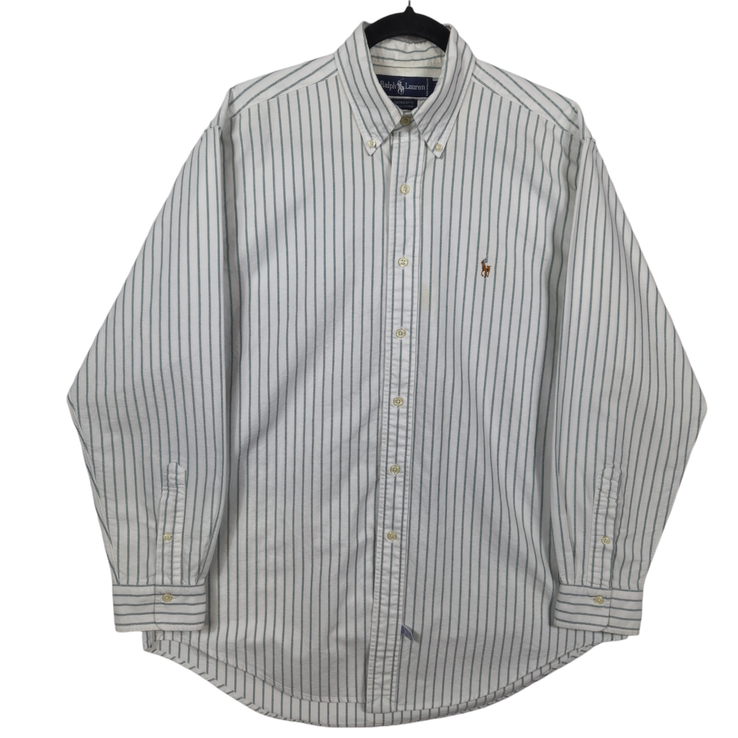 Vintage Polo Ralph Lauren 90's White Striped Yarmouth Dress Shirt Size L