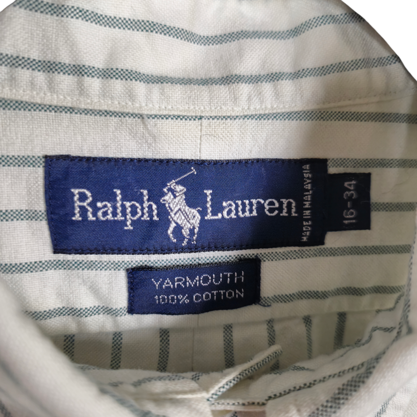 Vintage Polo Ralph Lauren 90's White Striped Yarmouth Dress Shirt Size L