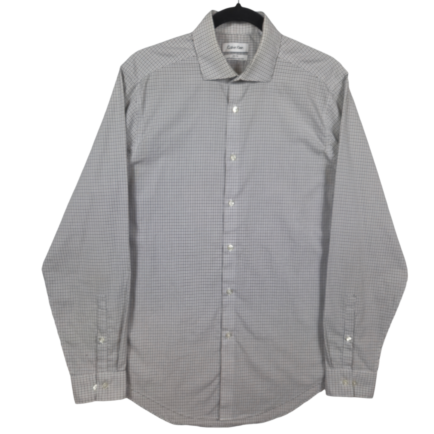 Calvin Klein Grey Checkered Slim Fit Dress Shirt Size L