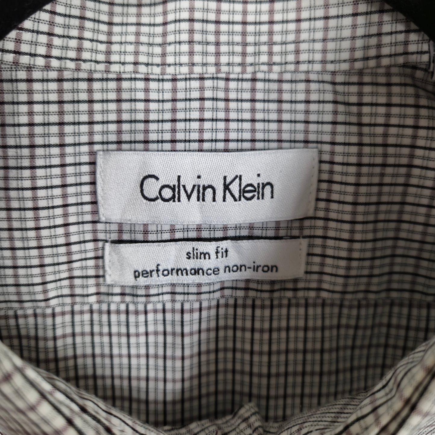 Calvin Klein Grey Checkered Slim Fit Dress Shirt Size L