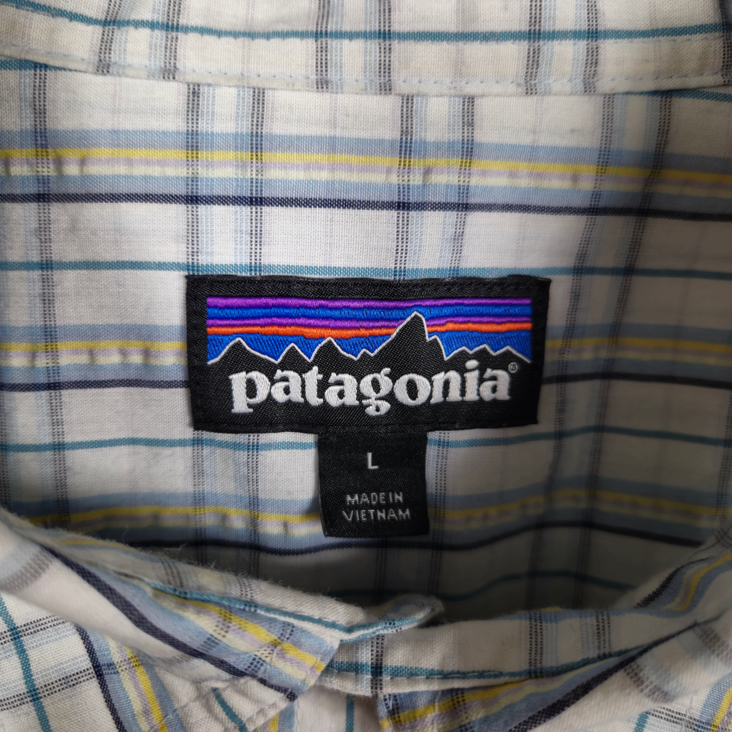 Patagonia White Checkered Short Sleeve Button Shirt Size L