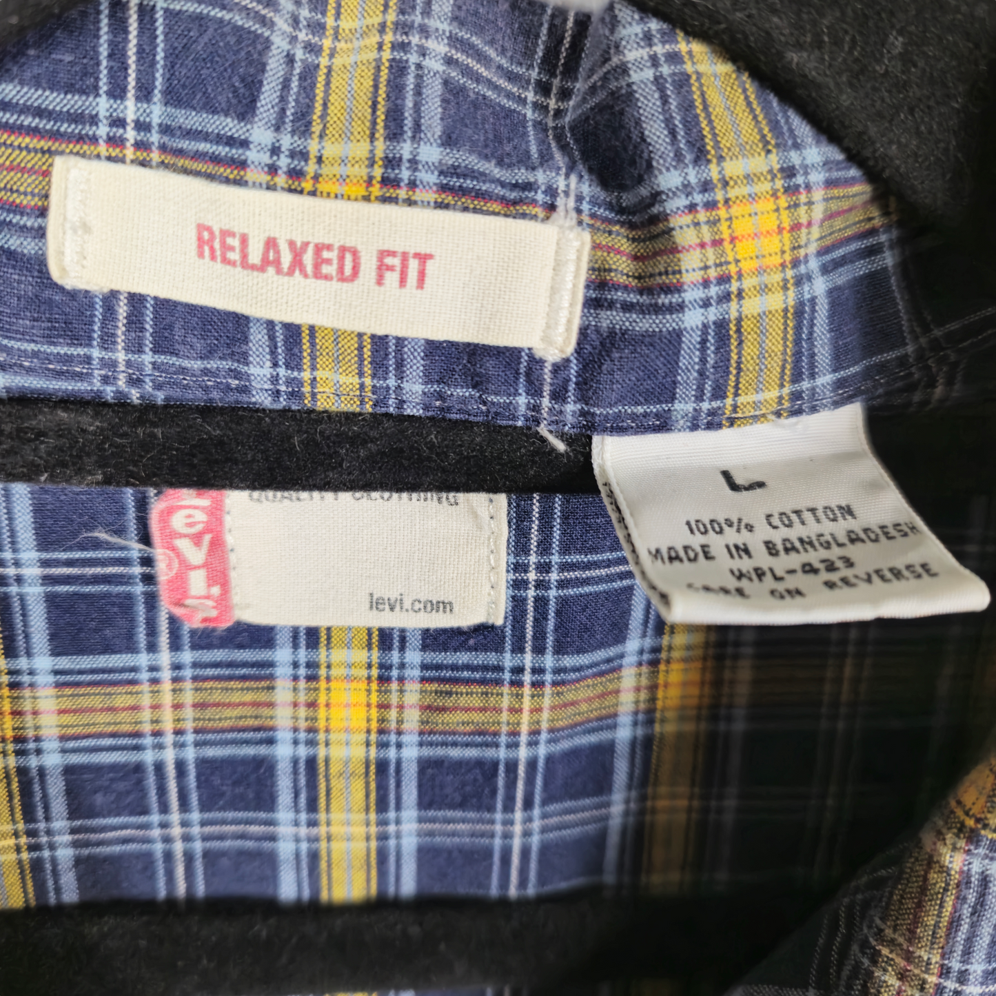 Vintage Levis 2000's Blue & Yellow Checkered Square Cut Button Shirt Size L