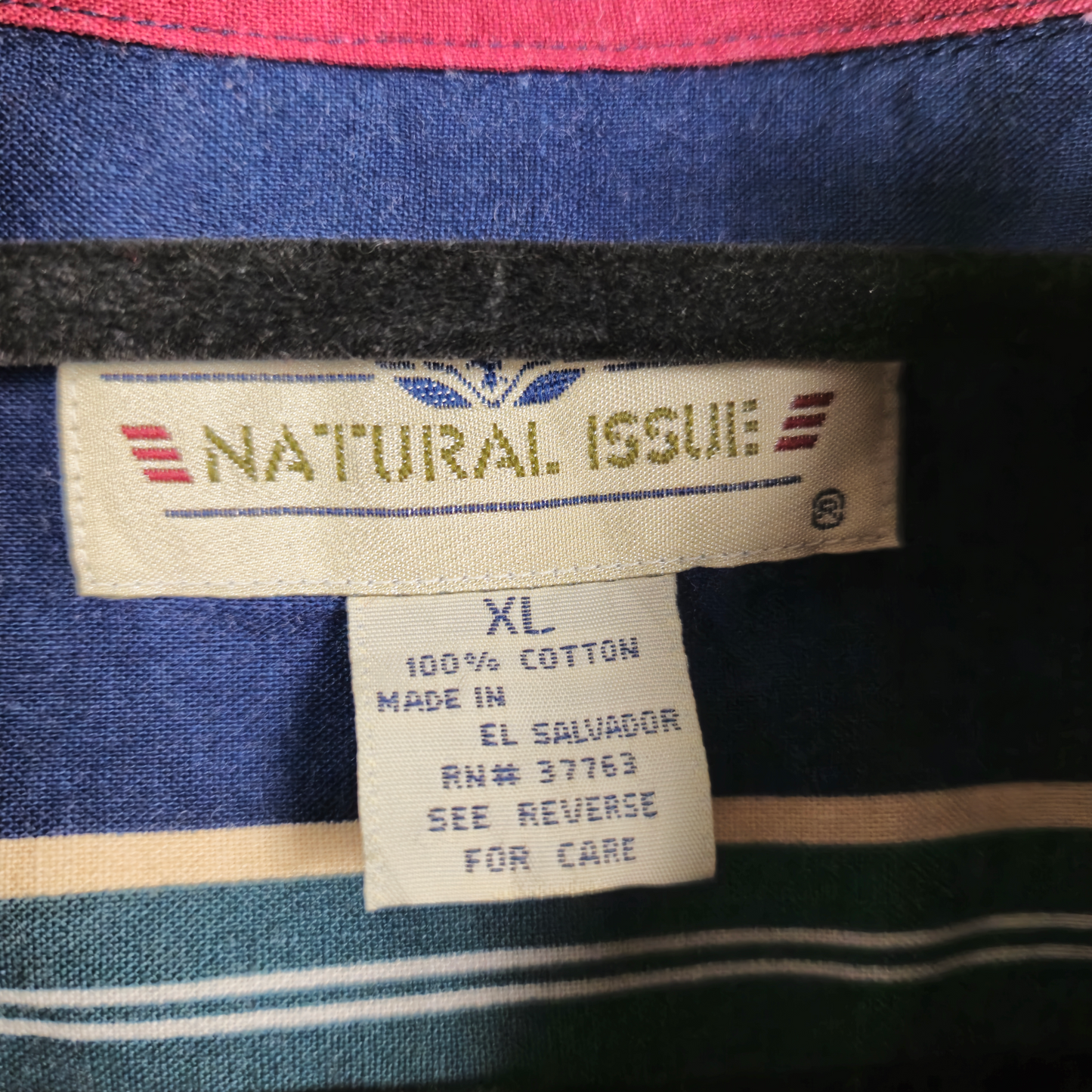Vintage Natural Issue 90's Blue Red & Green Striped Button Shirt Size XL