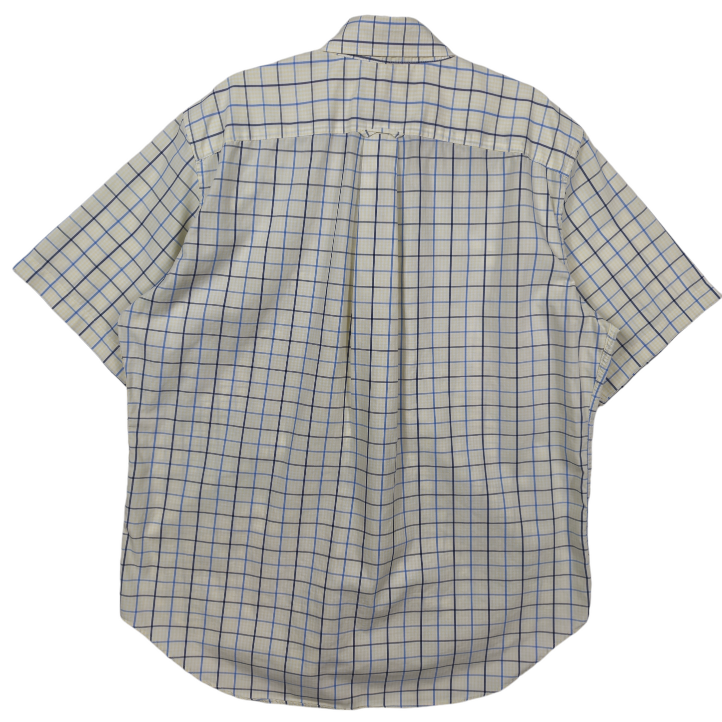 Nautica Light Yellow Classic Fit Checkered Short Sleeve Button Shirt Size L