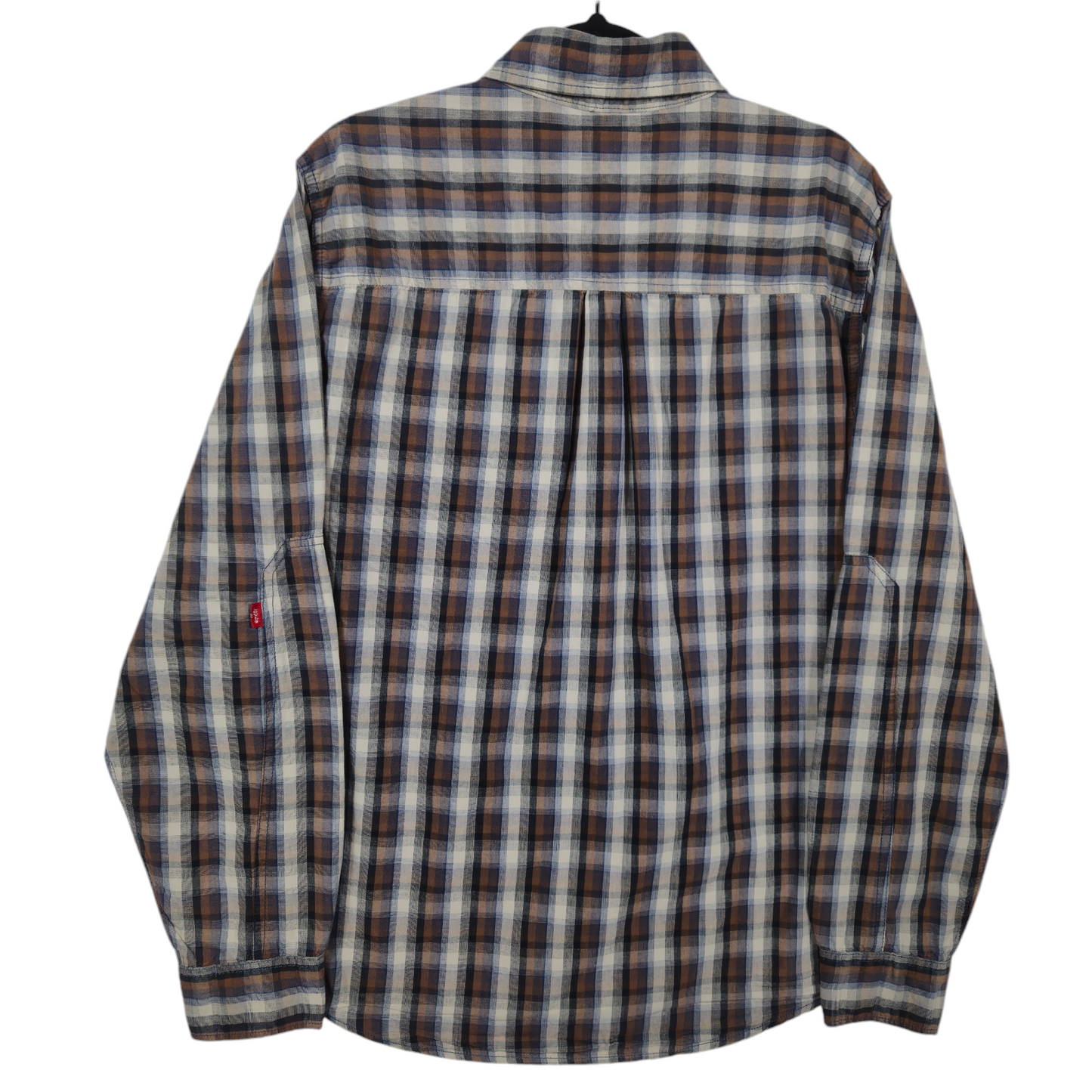 Levis Brown & Grey Checkered Long Sleeve Button Shirt Size M