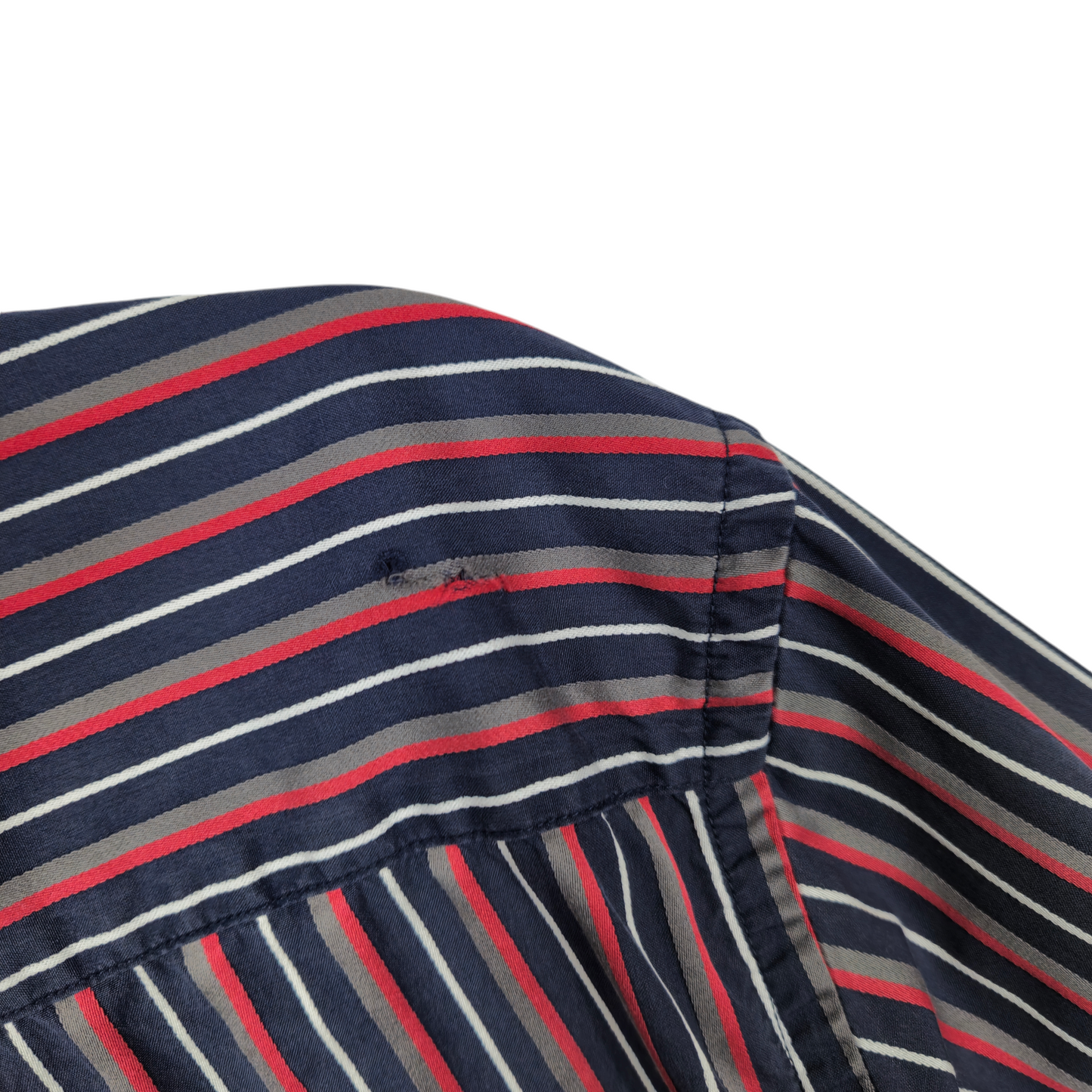 Tommy Hilfiger Blue Red & Grey Striped Dress Shirt Size L
