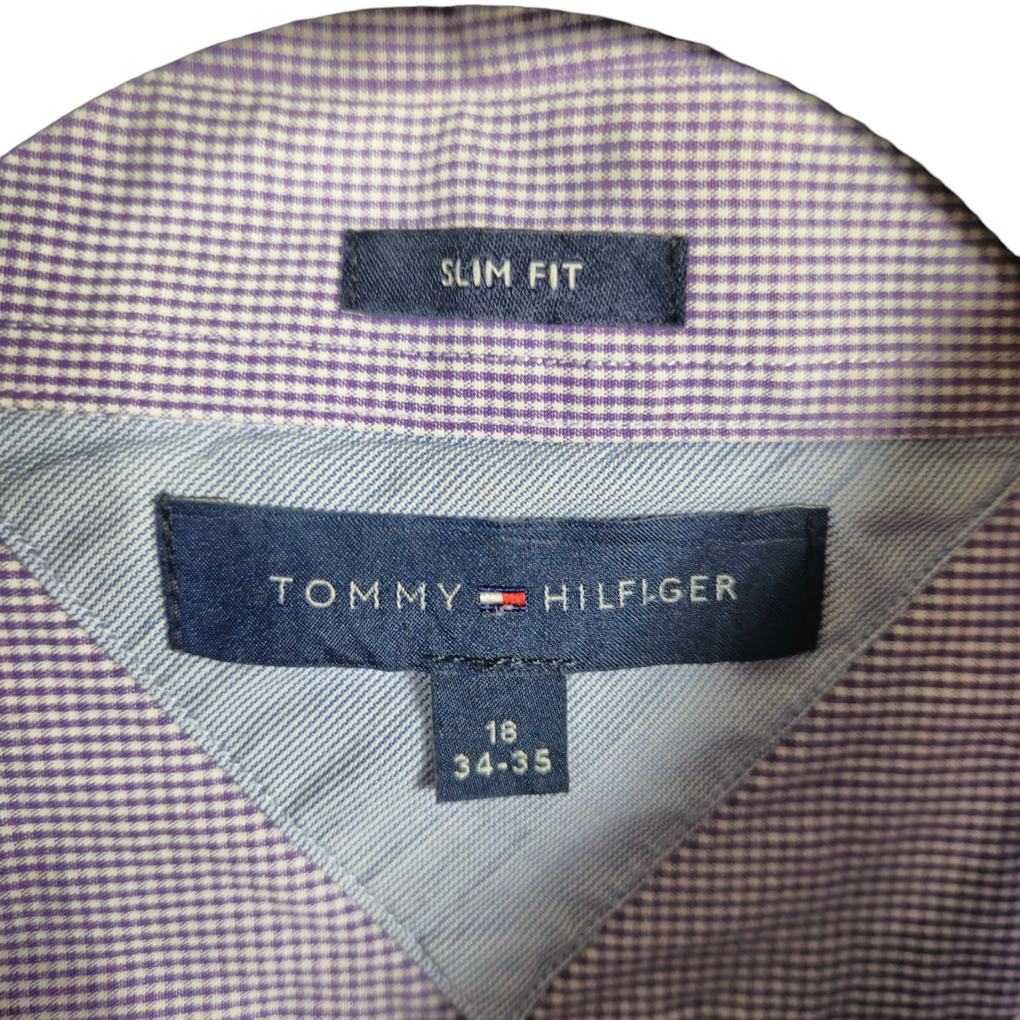 Tommy Hilfiger Purple Checkered Slim Fit Dress Shirt Size 2XL