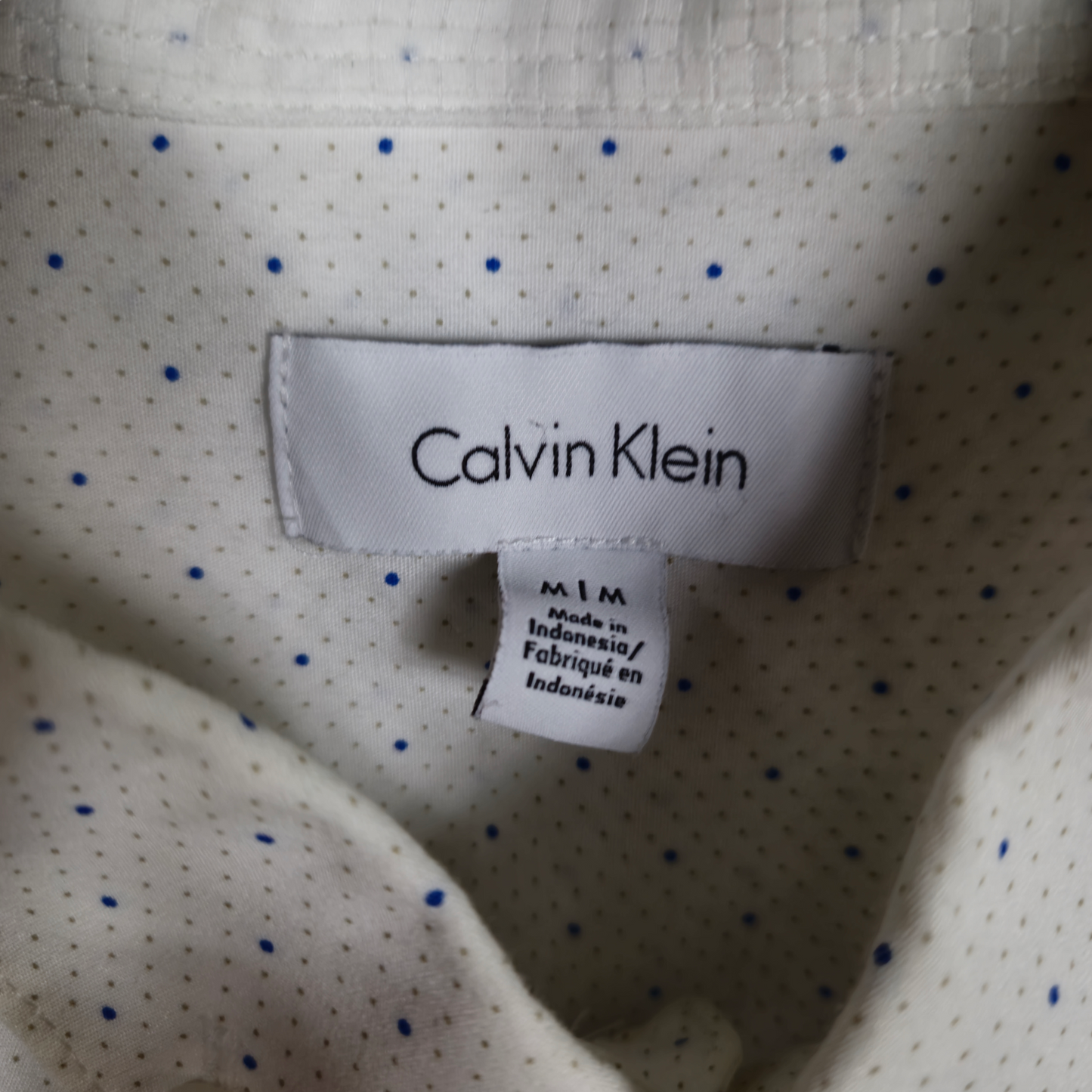 Calvin Klein White Spotted Dress Shirt Size M