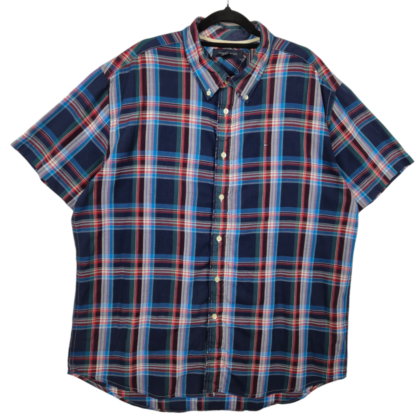Tommy Hilfiger Colourful Checkered Short Sleeve Button Shirt Size XL