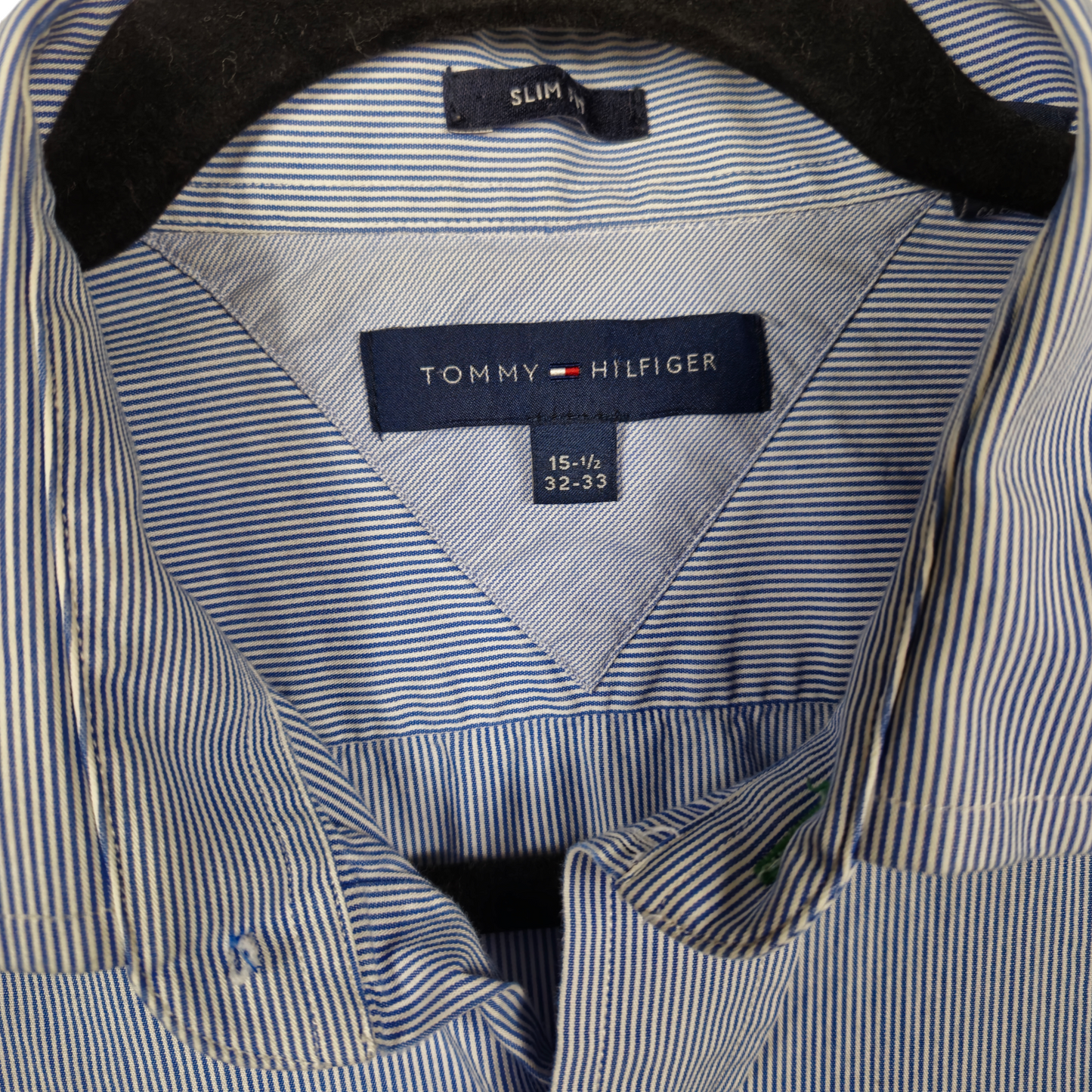 Tommy Hilfiger Blue Striped Slim Fit Dress Shirt Size L