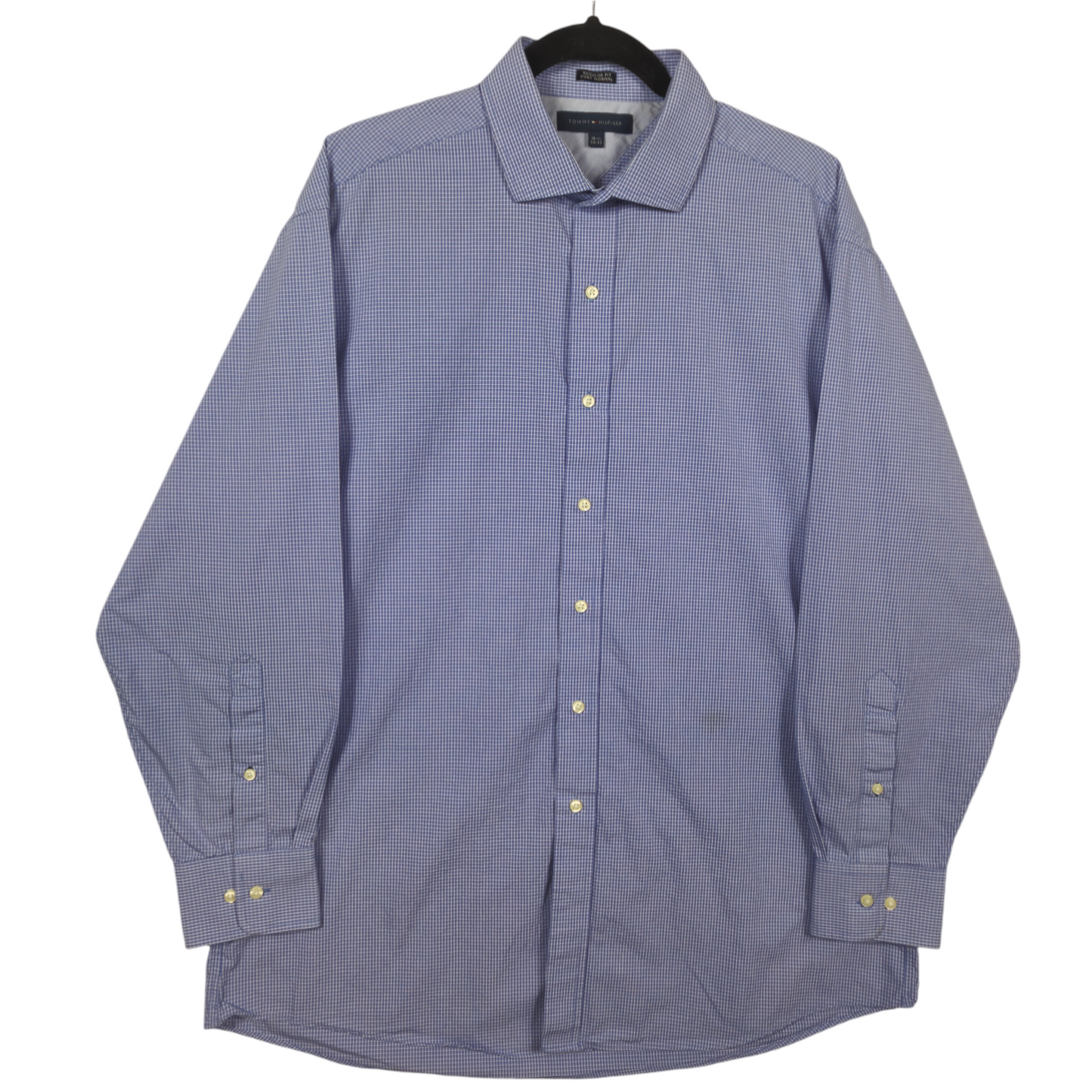 Tommy Hilfiger Blue Checkered Regular Fit Dress Shirt Size XL