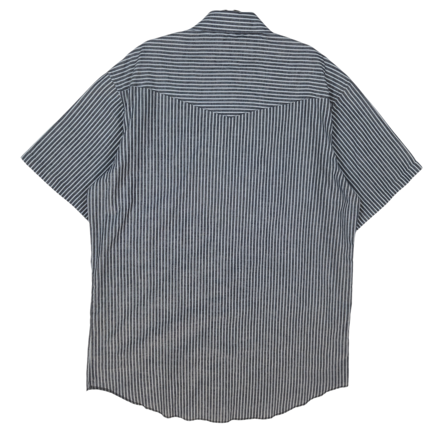 Vintage Wrangler 90's Grey Striped Short Sleeve Button Shirt Size XL