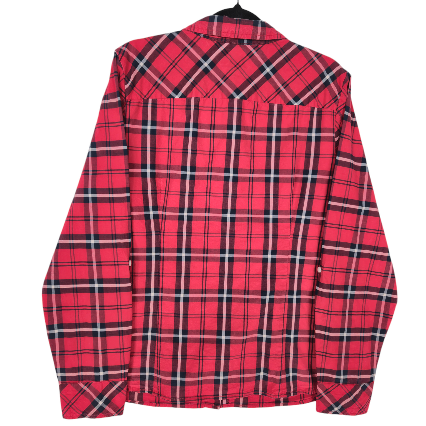 Tommy Hilfiger Womens Red & Black Checkered Button Blouse Size L