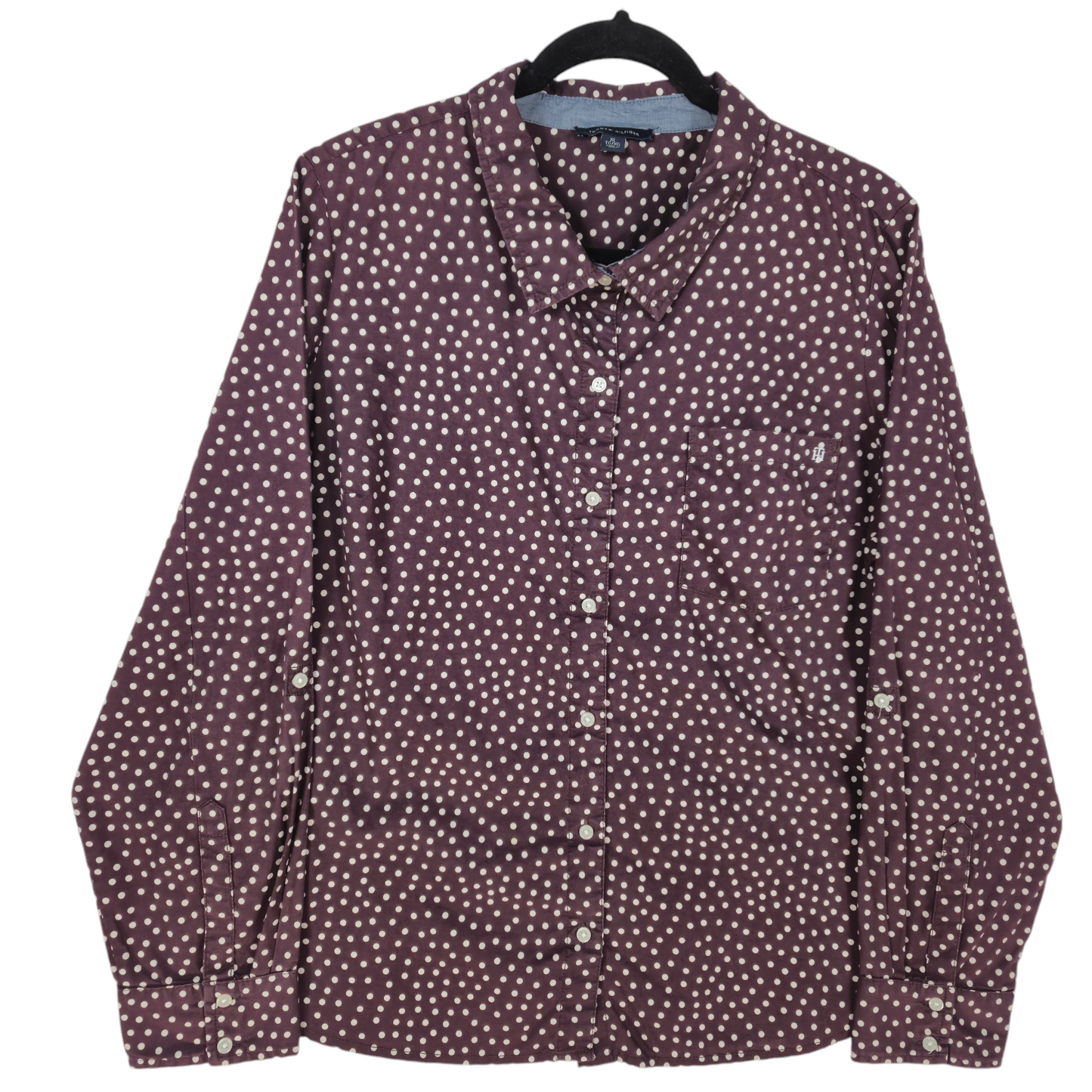 Tommy Hilfiger Womens Dark Brown Button Blouse Size XL