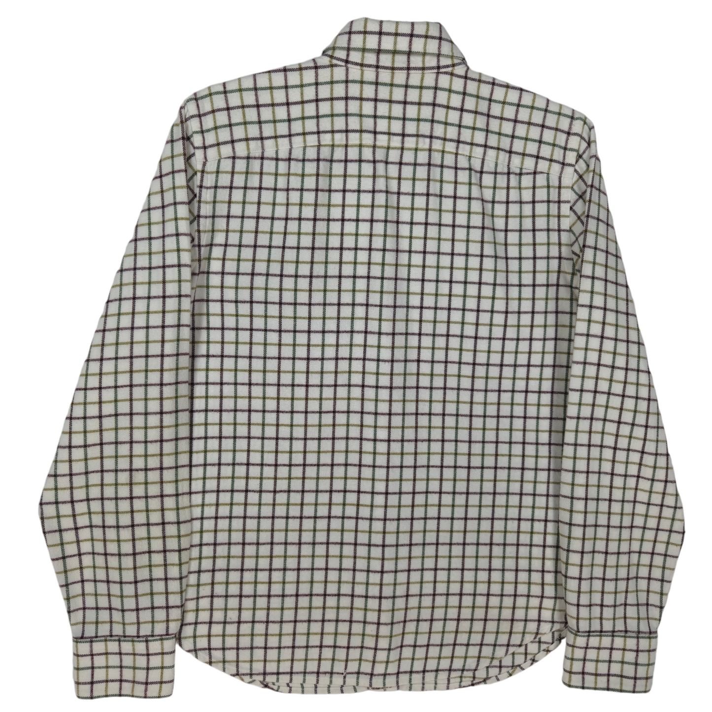 Vintage Ralph Lauren Green Label Womens Cream White Checkered Button Blouse Size S