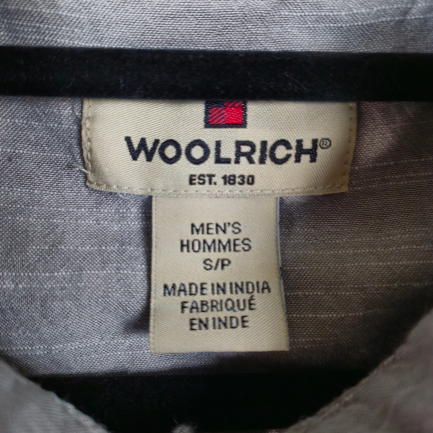 Woolrich Light Grey Short Sleeve Button Shirt Size S