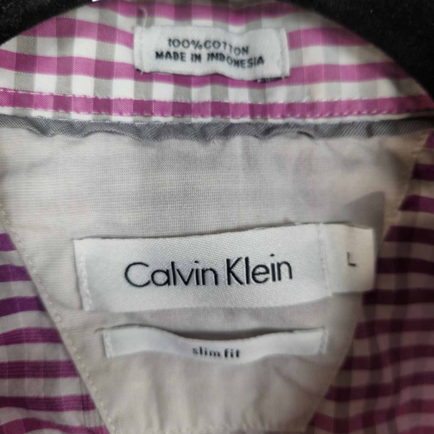 Calvin Klein Purple Checkered Short Sleeve Slim Fit Button Shirt Size L