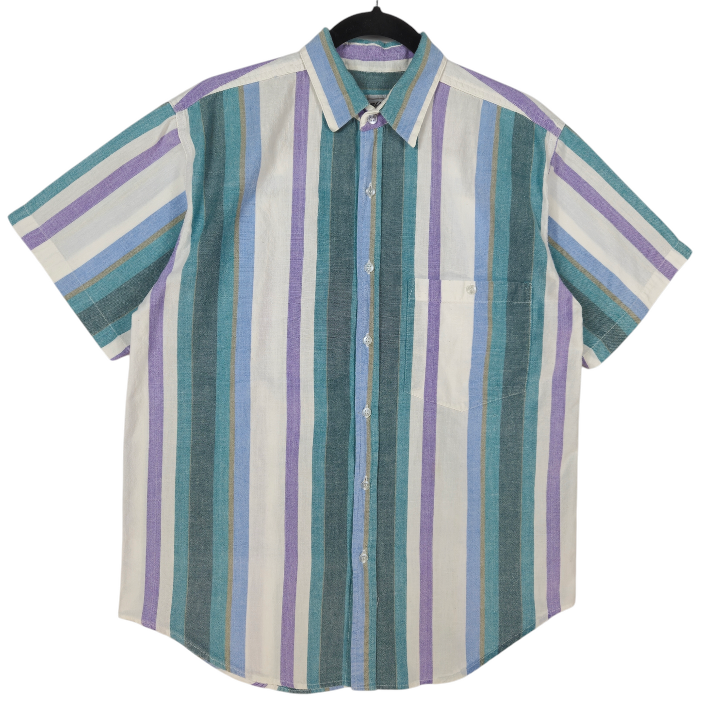Vintage Ivory Coast 90's Green White & Red Striped Button Shirt Size S