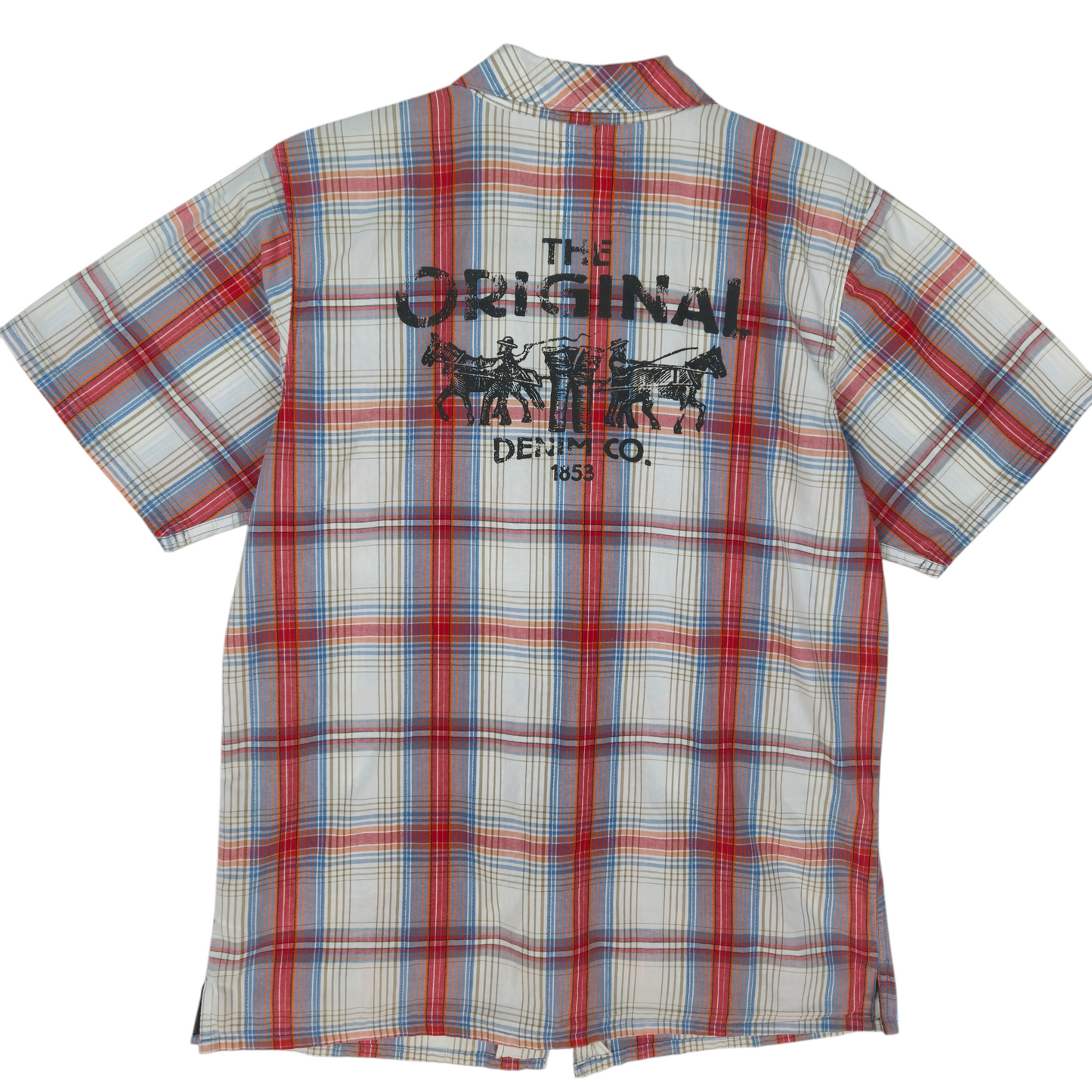 Levis White Red & Blue Checkered Short Sleeve Button Shirt Size S