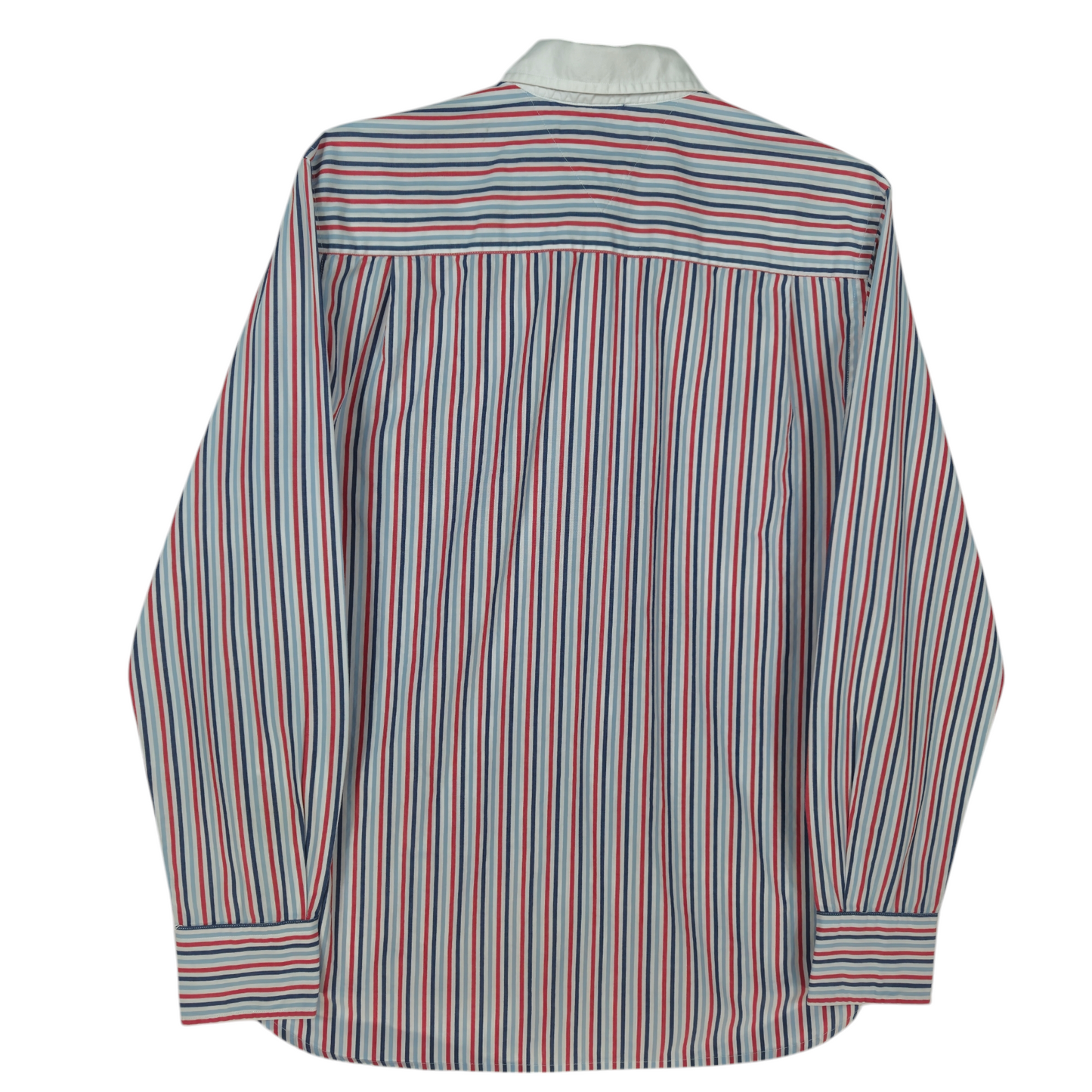 Tommy Hilfiger Red Blue & White Striped Custom Fit Dress Shirt Size M