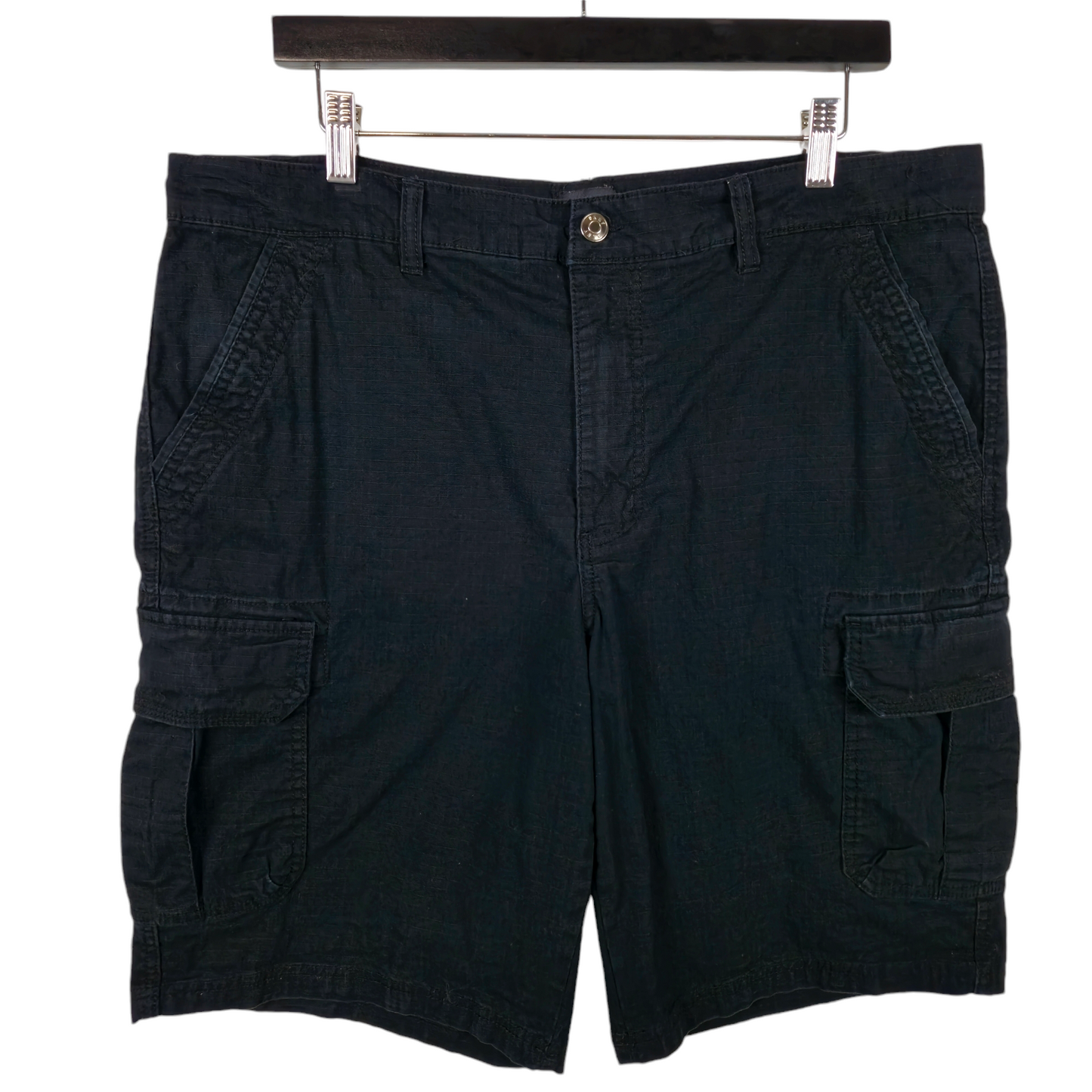 DKNY Black Stretch Canvas Cargo Shorts W37