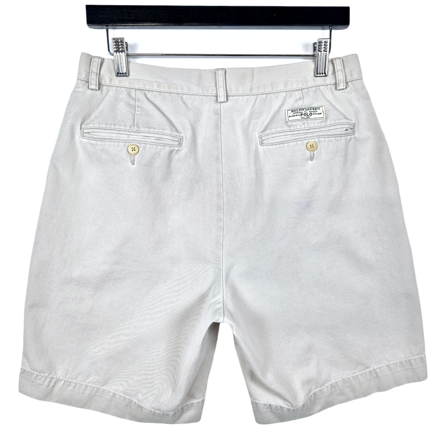 Vintage Polo Ralph Lauren 90's Cream Brown Prospect Chino Shorts W31